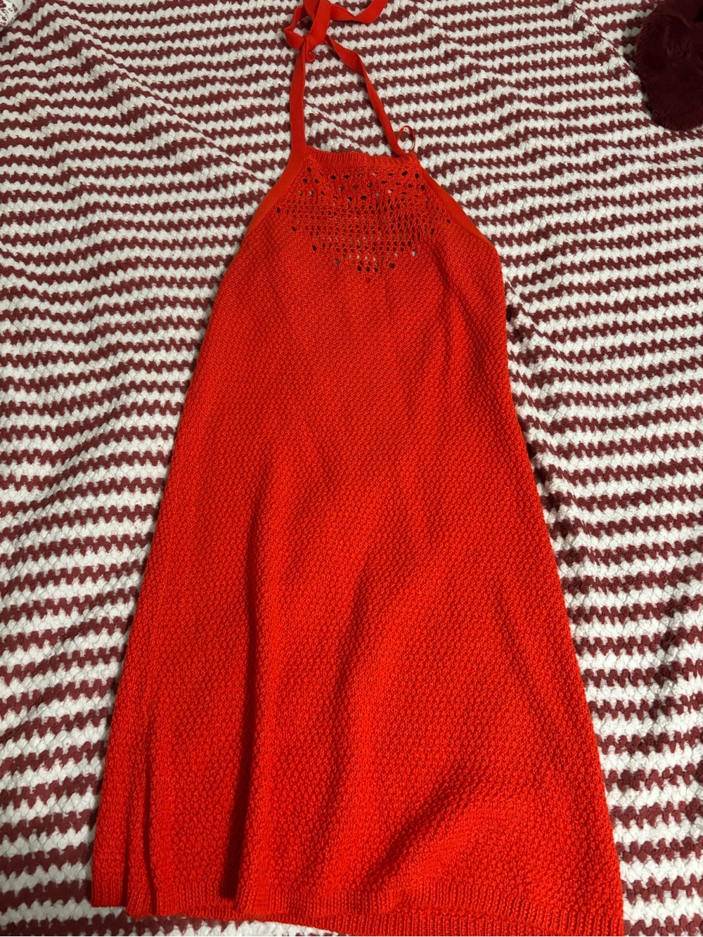 Red Halter Knit Mini Dress